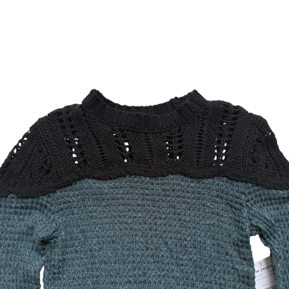 Free People Snowflake Colorblocked Pointelle Sweater Sz XS - Picture 5 of 7